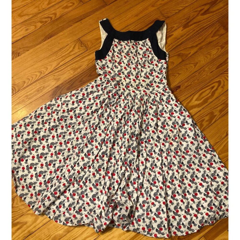 eShakti Tropical Fruit Print Sleeveless A-Line Dress